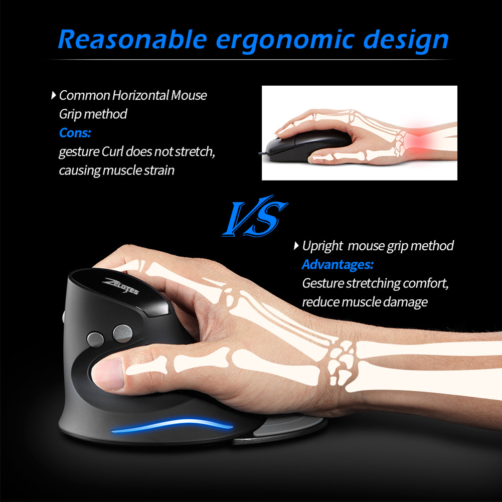 thumbnail image 4 of Mouse Gaming Btafrte 2.4G Ergonómico Vertical Óptico Inalámbrico LED, 4 of 7